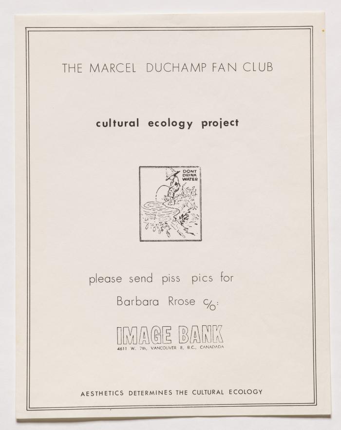 Belkin Art Gallery Collections Management System : Item : The Marcel  Duchamp Fan Club cultural ecology project [M/T 032.13.09]